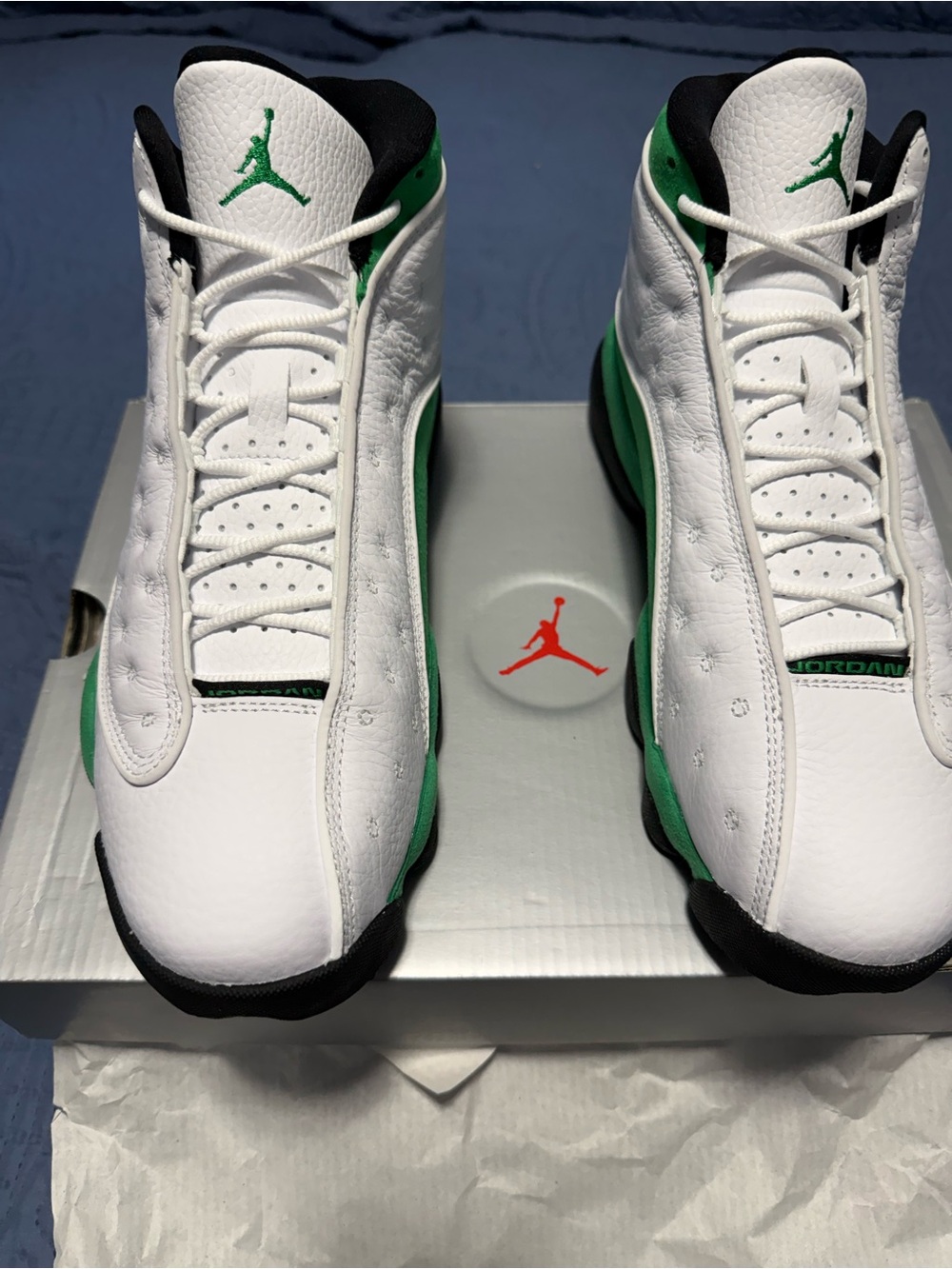 Jordan Retro 13 White & Green Basketball Shoes